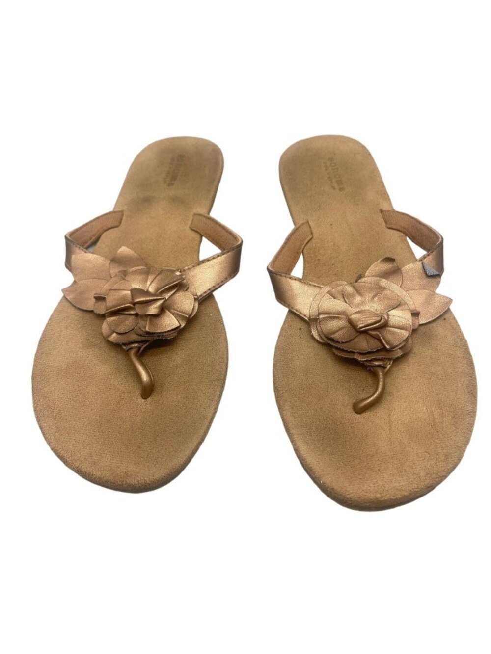 Sonoma Life Style flip flops sandles size 9-10 brown gold 10.75" long 4" READ